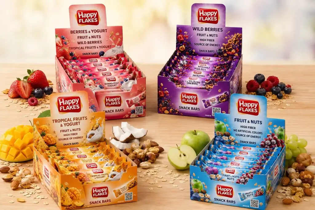 Happy Flakes fruit and yogurt cereal bars