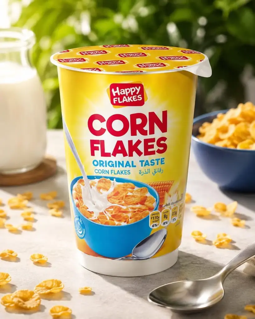 Happy Flakes corn flakes cup