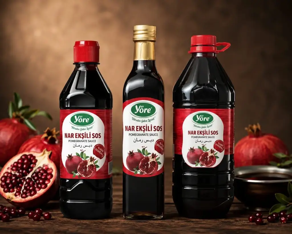 Pomegranate molasses bottles